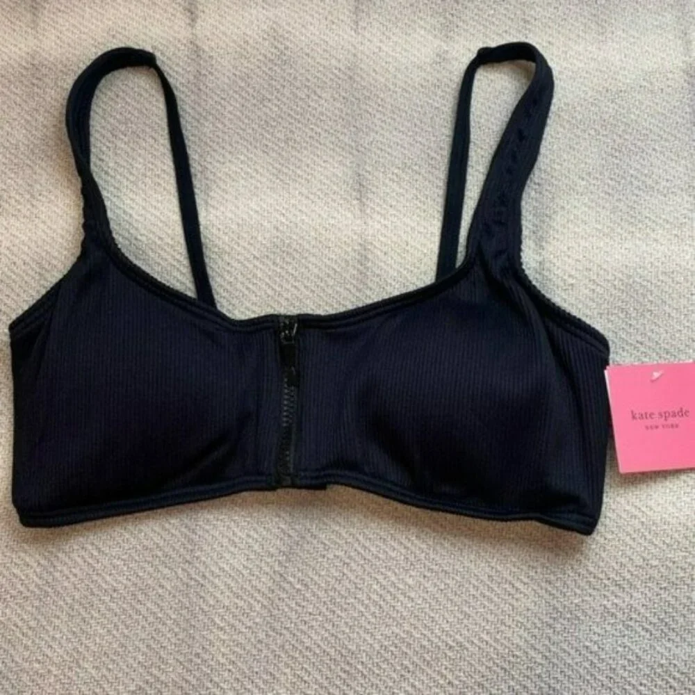 Kate Spade Marco Island Swim Bikini Top Black Size Medium NWT Black